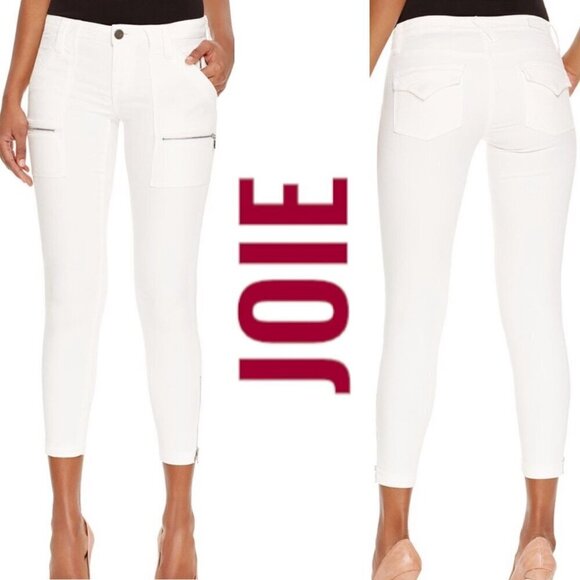 NWT JOIE Park Skinny Ankle Zipper Moto Jeans Pants Porcelain White, Size 24 - Picture 7 of 14